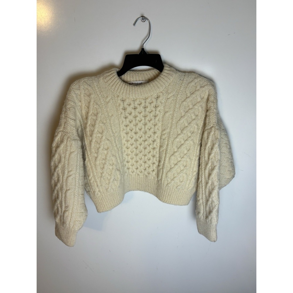 Glendalough Woolen Mills Crop Sweater Women's Medium 100% Wool Ireland Fisherman